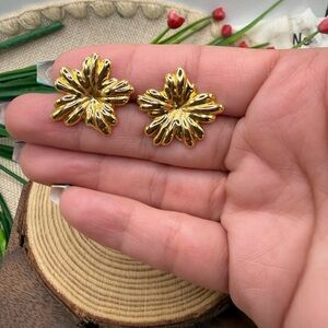 Fine jewelry 316L Gold Floral Earrings